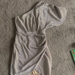 Elegant Silver One-Shoulder Dress